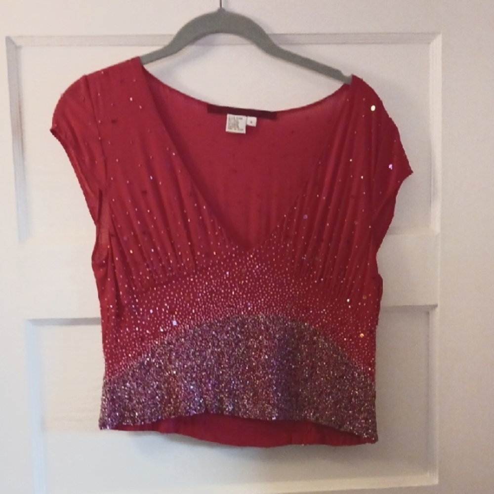 Elegant Red Sequin Women's Top